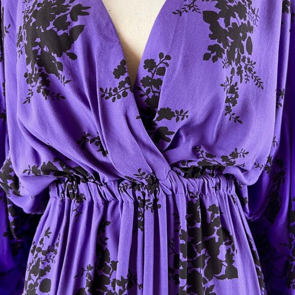 ZARA Purple Floral Mini Dress Size X-Small NWT - Picture 4 of 10